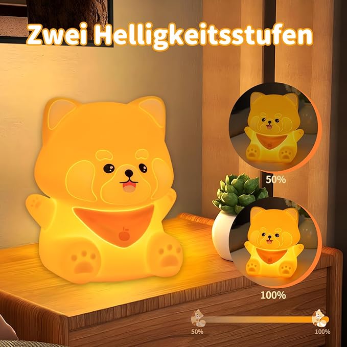 Cute Red Panda Lamp, LED Squishy Animal Night Light for Kids Sleep, Breastfeeding Nursery Nightlight for Room Decor, Rechargeable Bedside Touch Silicone Lamp, Unique Dorm Decor Gift Toy