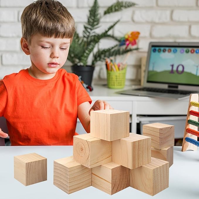 10 Pack Wooden Cubes 3 Inch Craft Quality Wood Blocks Perfect for DIY Projects