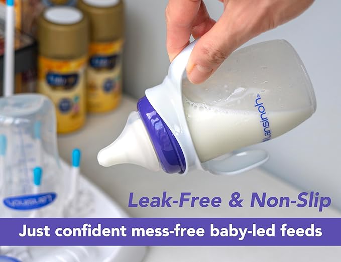 Compatible Baby Bottle Handle for Lansinoh 5oz & 8oz Bottles, Easy-Grip, Ergonomic Design for Little Hand, Leak-Proof, Slip-Resistant, BPA-Free, Helps Babies Transition to Independent Drinking, 3-Pack