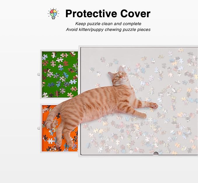 1000 Piece Jigsaw Puzzle Board Table with Drawers and Cover, Puzzle Board with Adjustable Angle and Height, Movable Puzzle Table with Legs for Adults, 30''x22'' Board with Storage, 4 Wheels