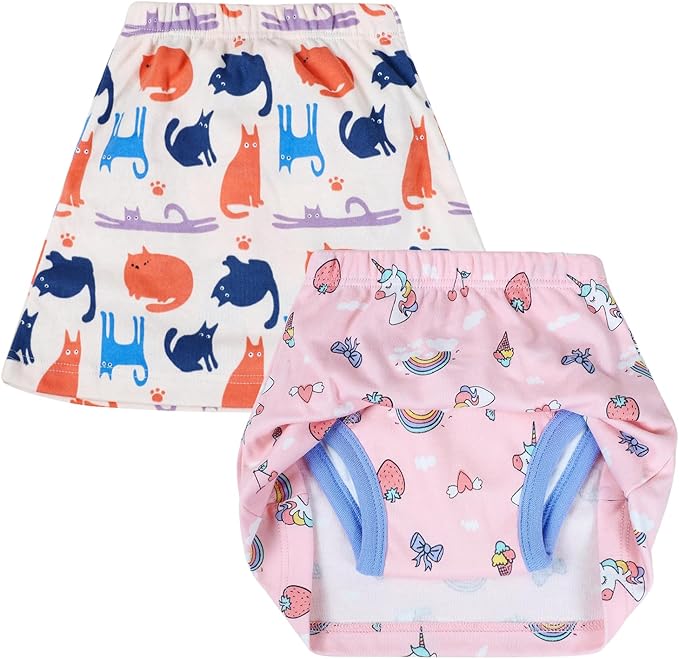 MooMoo Baby Girls Potty Training Underwear 2 Packs Cotton Diaper Skirt for Potty Training Absorbent