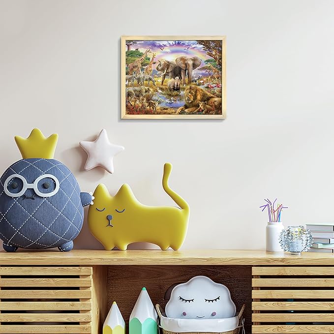 100 Piece Puzzles for Kids, African Animal 100 Piece Puzzles for Adults, Animal World Puzzle Jungle Scene Puzzle, Jigsaw Puzzles 100 Pieces for Seniors Teens Kids Ages 6-10 Brain Teaser