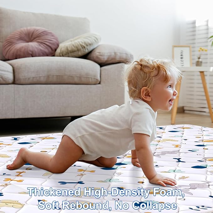 Baby Play Mat 71" X 59", Premium Thicken Foam One-Piece Crawling Mat, Extra Large Non-Slip Cushioned Activity Playmats for Babies, Toddlers, Infants, Play & Tummy Time