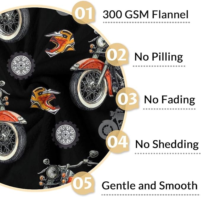 Blanket for Kids Adults Motorcycle Throw for Boys Men, 50x60 Inches Comfy Lightweight All Season Throw Blankets for Sofa Couch Bed Office