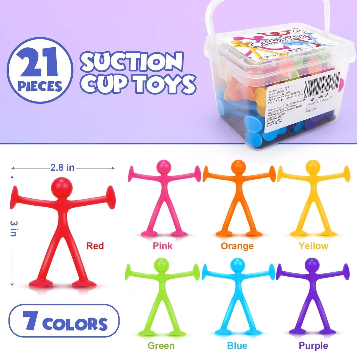 Suction Toys Sensory Fidget Toys for Kids: 21 Pack Creative Suction Sensory Toys Bath Toys for Toddlers Boys Girls - Fidget Travel Toys for Classroom Prizes Birthday Party Favors