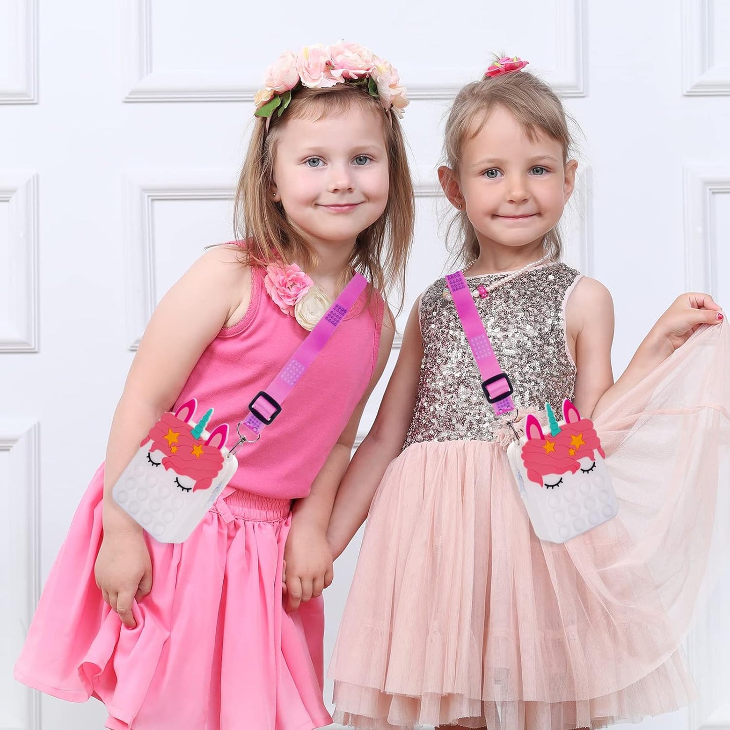 White Pop Purse for Girls Kids, Pop Fidget Toy Purse Bags, Fidget Purse, Girls Unicorn Purse Sensory Silicone Pop Fidget Backpack Toy Girls Handbag Shoulder Bag Party Xmas Favor Gift Unique