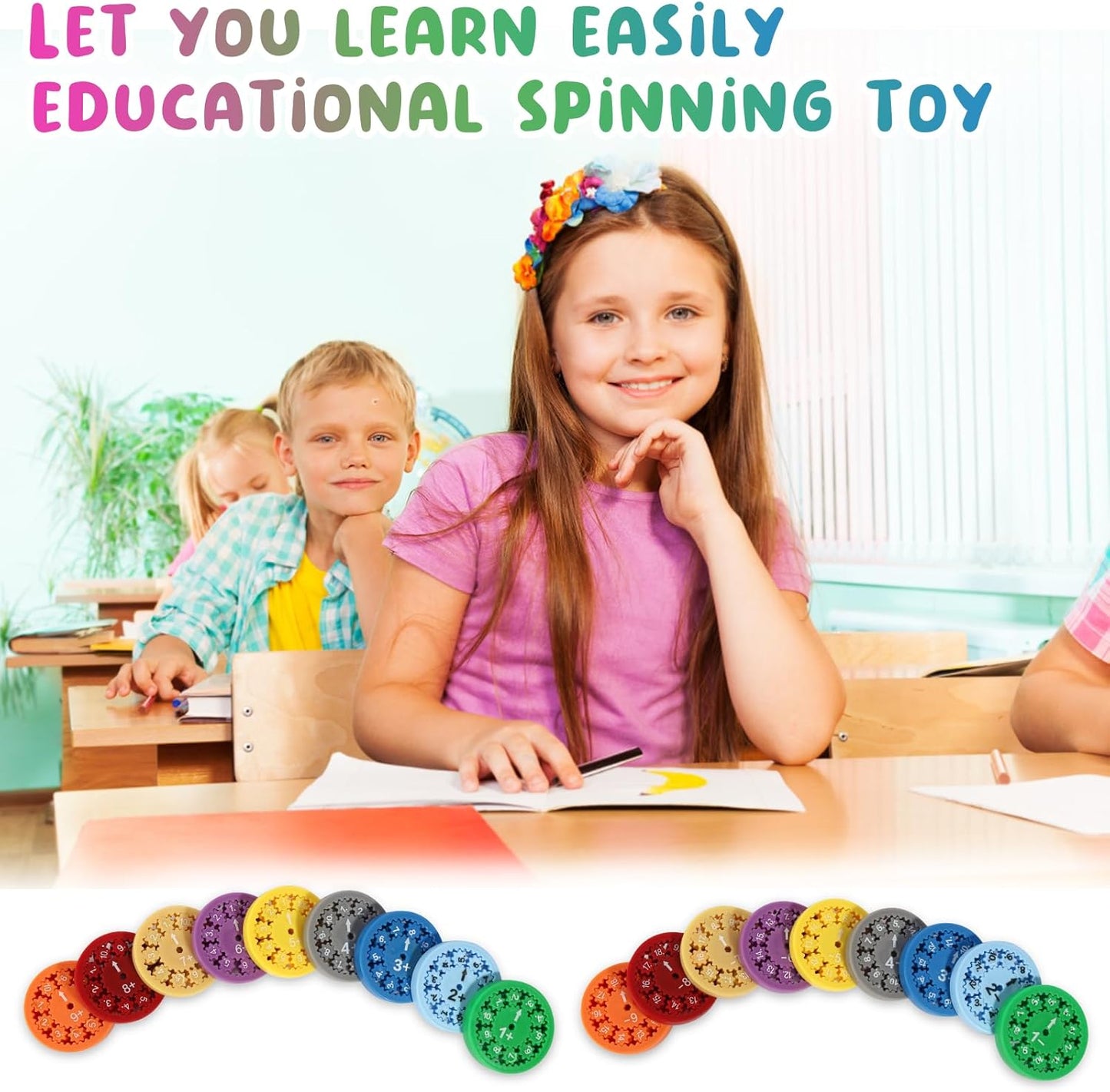 MerryXD Math Fidget Spinners，Smooth Spinning Interactive Learning Toy for Kids Fun Math Games to Relieve Stress Addition & Subtraction Math Facts Fidget Spinners