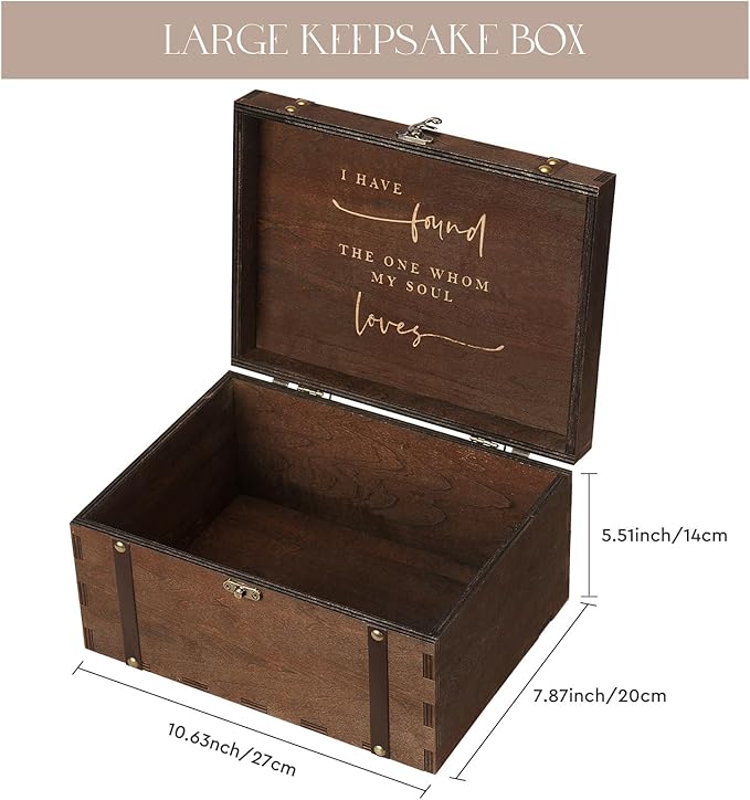 AW BRIDAL Large Mr and Mrs Wedding Keepsake Box with Lids, Engraved Wooden Storage and Decorative Box, Bridal Shower Gifts for Bride Bachelorette, Engagement Gift for Couples Newly Engaged