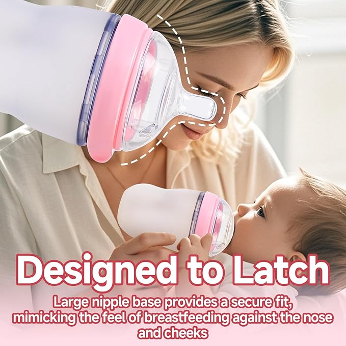 4 Pack Replacement Silicone Nipples Compatible with Comotomo 5oz / 8oz Bottle, Fast Flow, 6+ Months