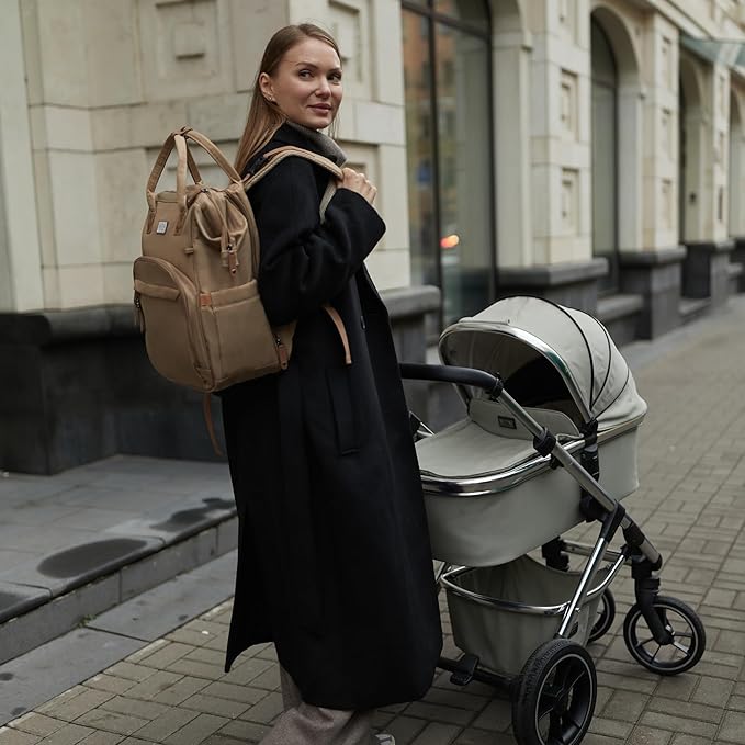 Diaper Bag Backpack, Multifunction Diaper Bag with Changing Station, Stylish Baby Bags, Large Unisex Diaper Backpack for Mom and Dad, Baby Registry Search, Portable Changing Pad – Coffee Brown