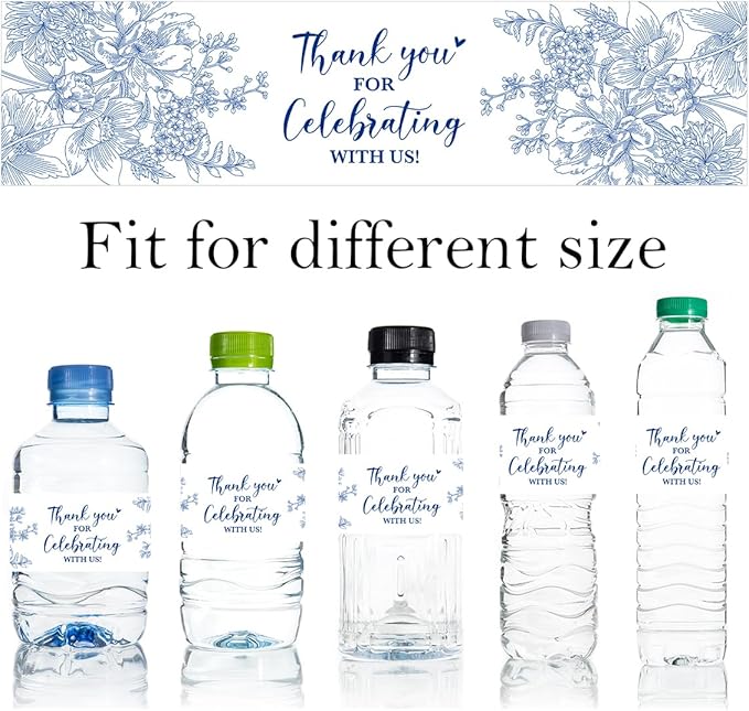 100PCS Wedding Water Bottle Labels Waterproof Greenery Floral Wraps Sticker for Water Bottle Baby Shower Bottle Label for Bridal Shower Party Thanks A18