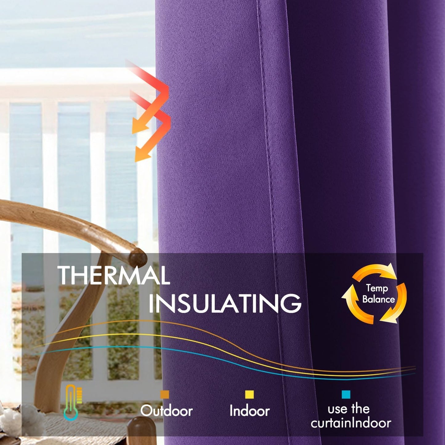 ANRODUO Back Tab Blackout Curtains for Bedroom Living Room, Rod Pocket Pinch Pleated Thermal Insulated Room Darkening Curtains 84 Inches Long 2 Panels, Purple, 42 x 84 Inch