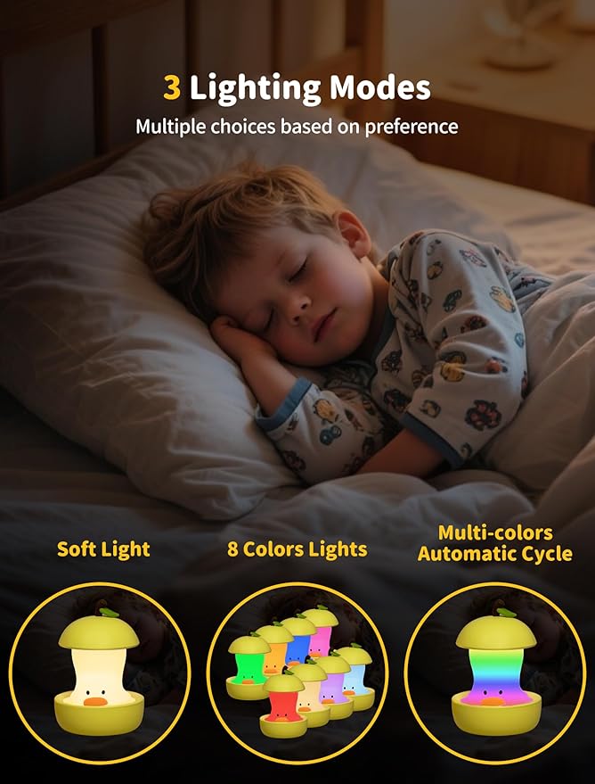 Pear Duck Night Light, Rechargeable Bedside Touch Lamp, Portable Dimmable Sleep Nightlight, Cute Table Night Lamps, Gifts for Kids, Teens, Adults, Bedroom Office Home Decor(Green)