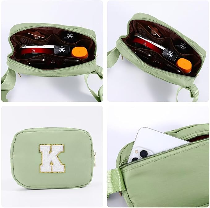 YOOLIFE Gifts for Girls - Preppy Teenage Girl Gifts, Green Initial Crossbody Bag