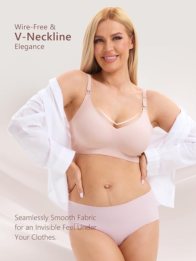 Angelhood 3 Pack Nursing Bras for Breastfeeding Seamless Pregnancy Maternity Bra Wireless Sleep Bralette with Extenders