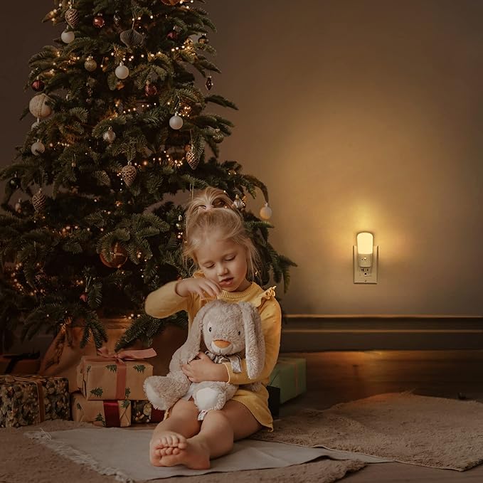 LOHAS Plug in Night Light, Dimmable LED Night Lights With Dusk to Dawn Sensor, Soft White 3000K Sleep Nightlight, Adjustable Brightness 5-80lm Mini Light for Nursery Kids Room Hallway Kitchen, 2 Pack