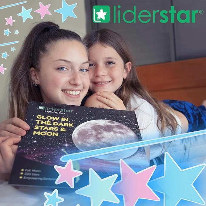 Glow in The Dark Stars and Moon for Ceiling, Luminous Wall Decal, Wall Decor, Sticky Fluorescence Stars, Gift for Boy and Girl, Perfect for Kids Nursery, Bedroom, Living Room (Colorful)