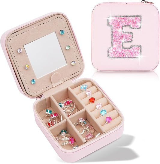 Travel Essentials for Women - Travel Accessories Travel Stuff,Mini Jewelry Organizer Jewelry Case for Traveling,Cute Personalized Jewelry Box,Birthday Gifts for Girls Women | Pink,E