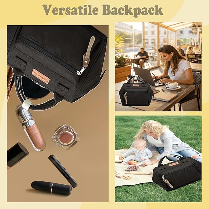 Small Diaper Bag-Mini Diaper Bag Backpack Crossbody Baby Diaper Tote Bag with Insulated Pocket(Black)