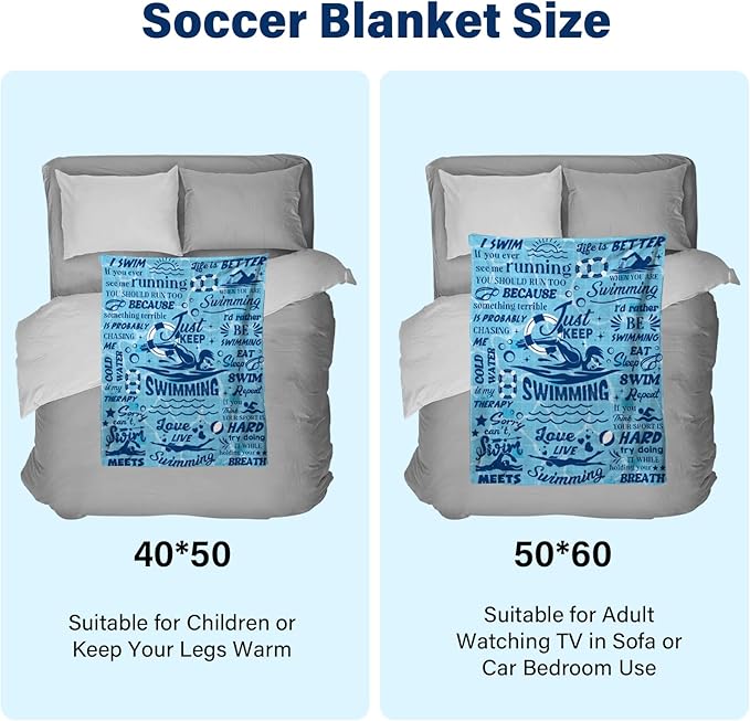 Swim Gifts for Swimmers, Swimming Blanket Gifts for Coach Gifts, Swim Team Gift, Just Keep Swimming, 50" x 60" Swimmer Blanket Christmas Birthday Gift for Men