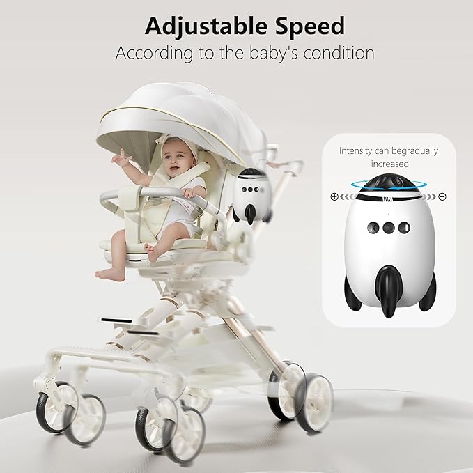 QNHMPW Baby Rocker, Baby Vibrating Soother Gently Rocks Any Stroller or Pram, White Noise Sound Machine Baby with 11 Sounds, Adjustable Speed, Baby Sleep Aid Newborn Essentials Must Haves Gifts