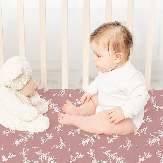 Nap Mat Sheet 47"x24", 3 Pack Pink Floral Baby Crib Sheets Fitted Elastic Corners, Preschool Day Care Rest Mat Cover, Soft Breathable - Compatible with Regalo My Cot, Joovy Travel Cot