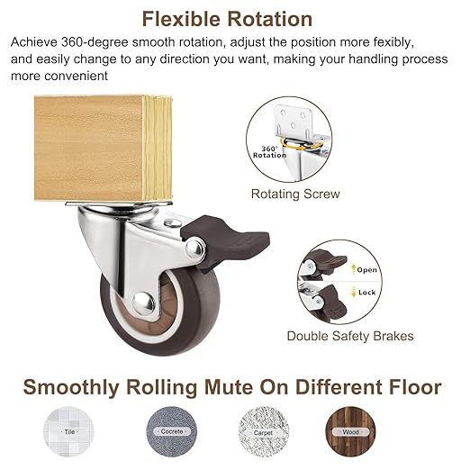 Stokke Tripp Trapp High Chair Booster Base Wheel Kit with Safety Locks, 360° Rotation, Counter Height Riser & Universal Boost Seat Replacement Parts (4 Pcs)