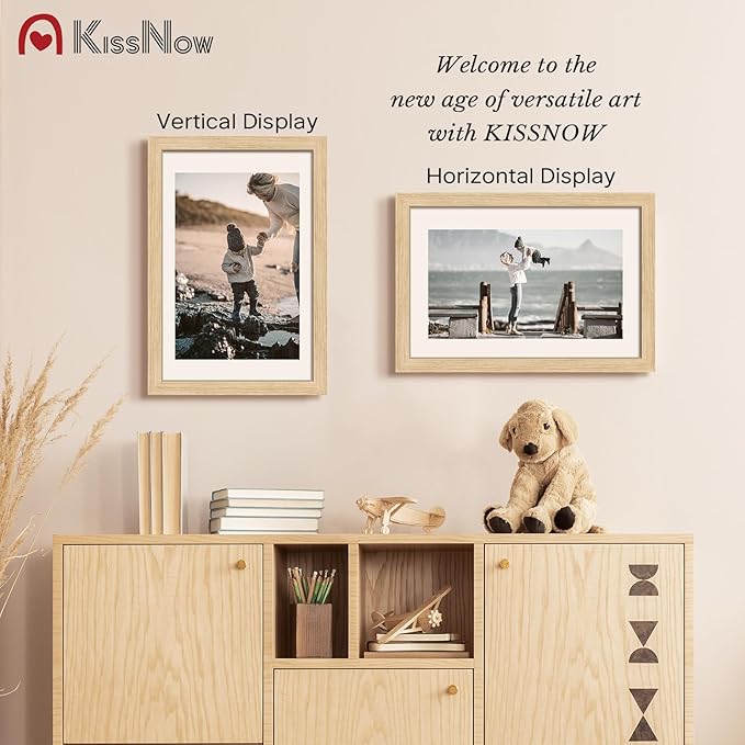 12x18 Poster Frame 2 Pack, Textured Natural Oak Wood Picture Frame, Wall Hanging