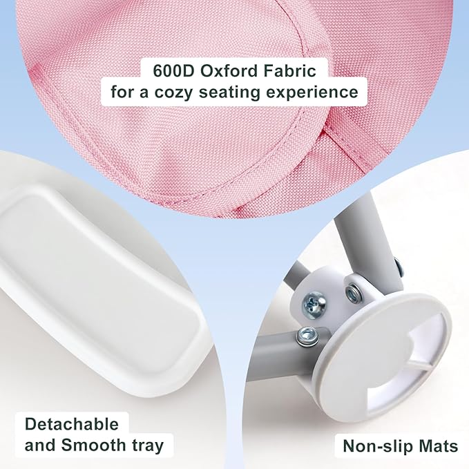 Tiny Marvels Portable 3-in-1 Baby Chair – Cozy Toddler Chair, Baby Seat with Tray, Booster Seat – Compact, Foldable, Safe with Child Safety Belt Carry Bag – Perfect for Travel & Family Time