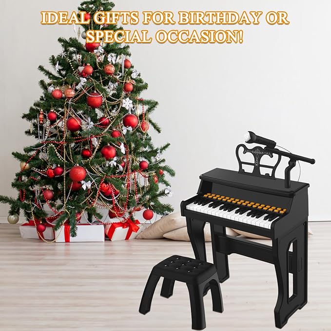 Dollox Keyboard Piano for Kids, Toddler Piano Toys 37 Keys Kid Musical Instruments Electric Keyboard Baby Pianos for Beginners Mini Music Toy with Stool, Birthday Gift for Age 3 4 5 6 Years Old