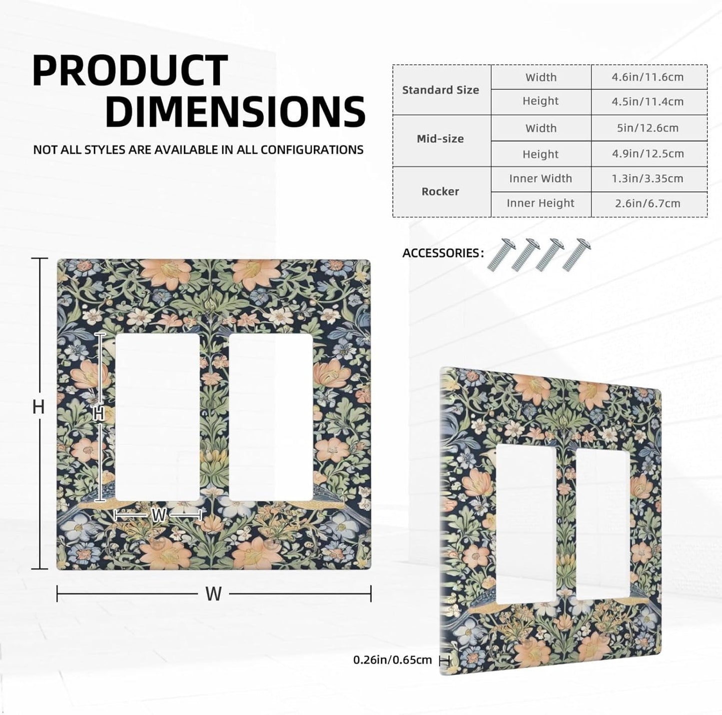 Decorative Outlet Covers Rustic Morris Birds Green Leaf Flower 2 Gang Wall Plate Double Rocker Two Switch Wall Cover Plate Light Switch Cover Plate Faceplate for Country Bedroom Decor