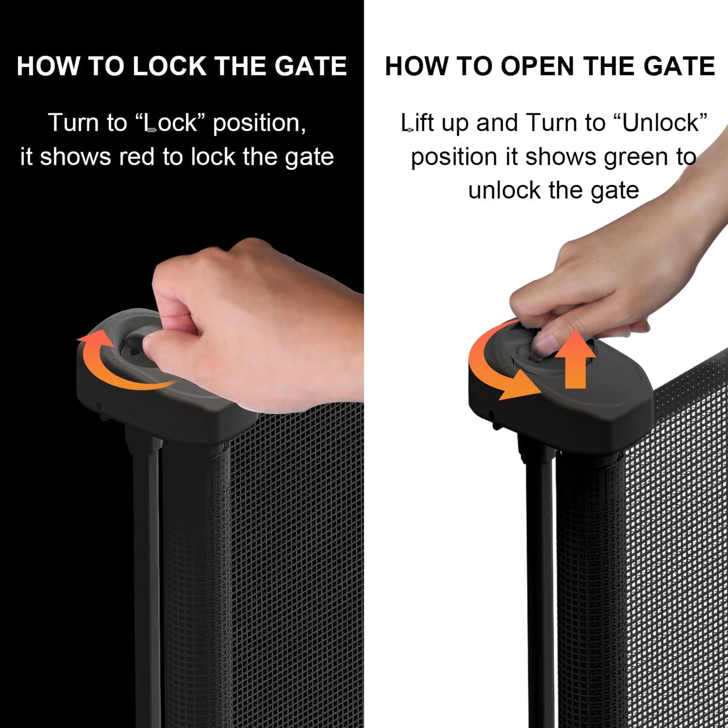 Retractable Baby Gate,Mesh Baby Gate or Mesh Dog Gate,33" Tall,Extends up to 55" Wide,Child Safety Gate for Doorways, Stairs, Hallways, Indoor/Outdoor, Black