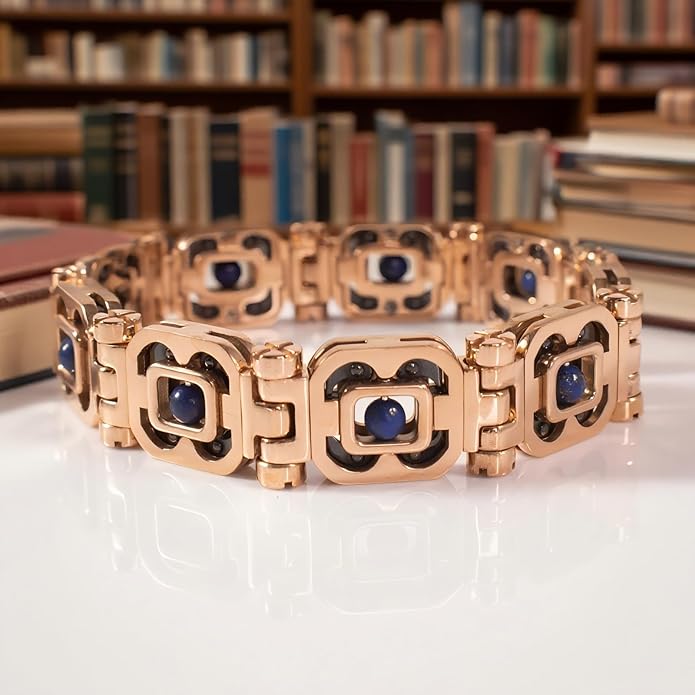 DIY Assembled Link Bracelet with Blue Gemstones - Elegant Statement Jewelry for Adult, Polished Link, Puzzle, Ceramic Style，Perfect for Gifting & Everyday Wear