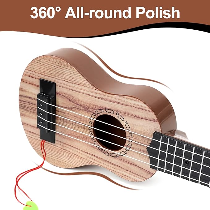 Raimy 17in Kids Ukulele Guitar - 4 Strings Mini Guitar Children Musical Instruments Educational Toys with Picks for Toddler Kids Boys Girls Beginner (Koa Color)