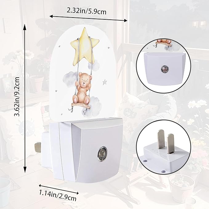 Teddy Bear Night Light,Cute Night Lights Plug into Wall with Dusk to Dawn Sensor,Lamp for Bedroom Bathroom Hallway Nightlight for Women Girls