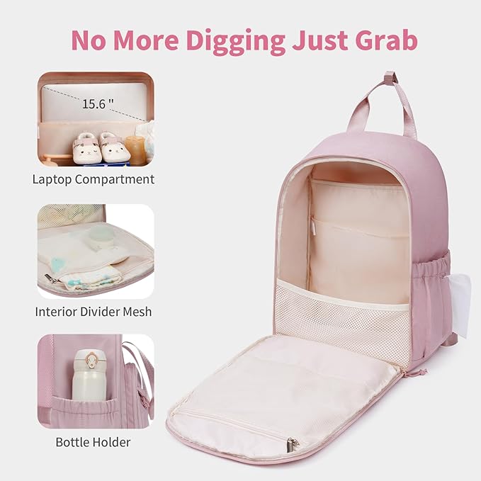 CEI-CEI Diaper Bag Backpack Large Baby Diaper Bag Water-resistant Travel Diaper Backpack for Boys Girls Newborn with Insulated Pockets, Changing Pad, Stroller Straps