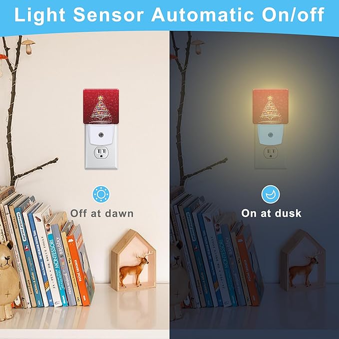 Christmas Tree Plug in Night Light with Auto Dusk to Dawn Sensor,Warm Night Lights for Boys Girls Bedroom Bathroom Hallway Kids Room Gifts