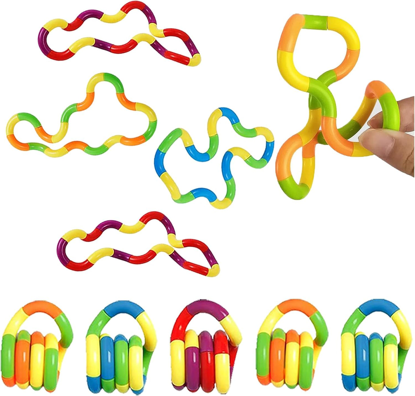 9PCS Quiet Fidget Toys Sensory Fidget Toys for Unique Fidget Experience, Multicolor Twisty Fidget Toys for Relaxation, Brain Imagination Tools, Relax Therapy Educational Toy for Adults,Boys,Girls