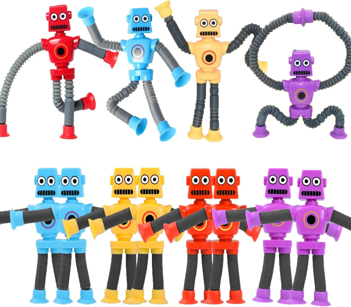 24PCS Telescopic Suction Cup Robot Toy,pop Tubes,Toys for Kids,Toddler Travel Toys,Toddler Sensory Toys,figette Toys,Fidget Toys for Kids,Treasure Box prizes,Small Toys for Kids prizes