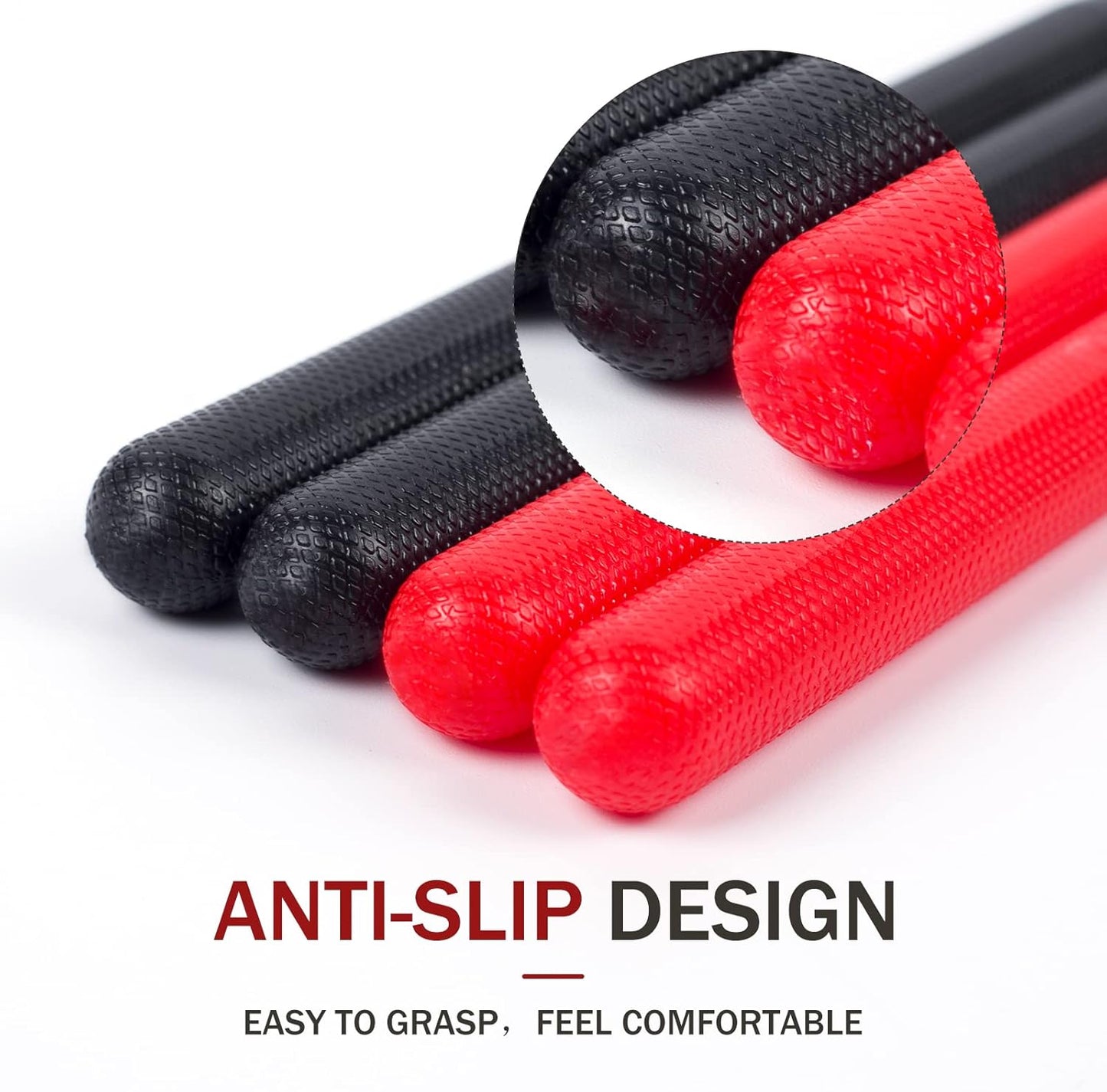 5A Nylon Drumsticks for Kids Adults: Light Durable Drum Sticks Black Red with Anti-Slip Handles for Electronic Drums Exercise Percussion Accessories (2 Pairs)