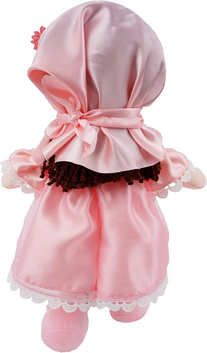 June Garden 14" Snuggle Cuties Aisha - Muslim Hijab Doll - Soft Cuddly Plush Doll for Girls - Huggable Rag Doll - Ramadan Gift - Pink M