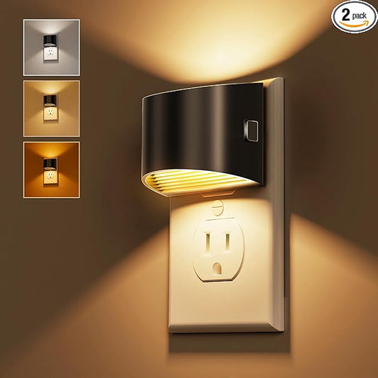 L LOHAS LED Night Lights Plug into Wall with 3CCT Adjustable (1600K/3000K/5000K), 1W Nightlight Plug in Wall, Built in Dusk to Dawn Sensor, 2 Pack
