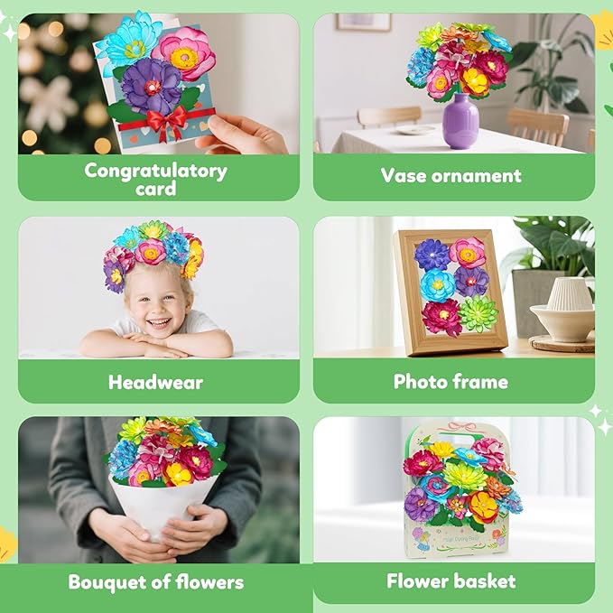 Paper Flower Science Kit, Kids DIY Arts and Crafts Color Changing Flowers Set, Flower-Dyeing Science Kits for Kids Age 8-12, Magic Flowers Paper for Girls 6 7 8 9 10 11 yr Christmas Birthday Gift