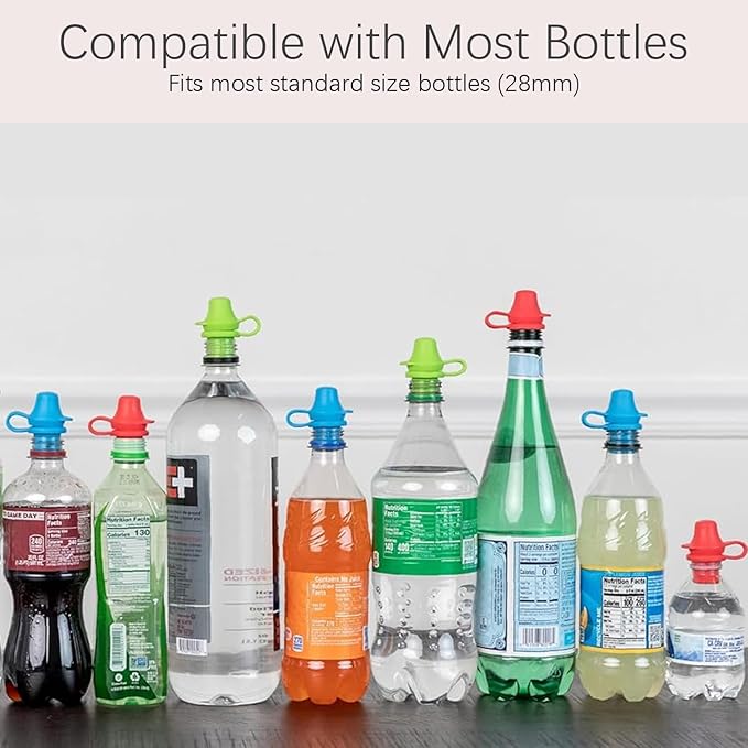 Silicone Spill-Proof Water Bottle Spout, Standard 28mm Water Bottle Cap, 4-pcs