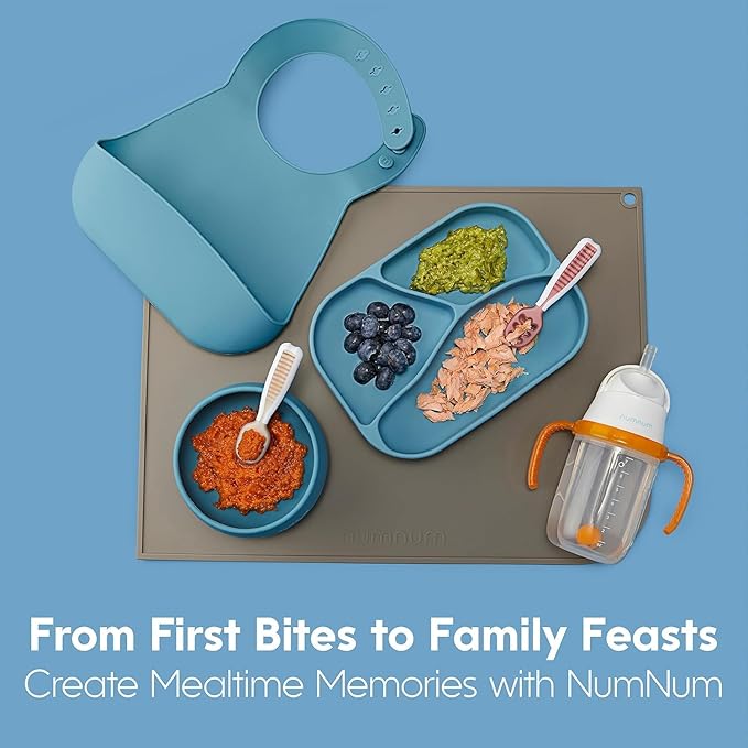NumNum Baby Spoons Set, Baby Essentials Pre-Spoon GOOtensils for 6+ Months, First Stage Self-Feeding Spoons for Baby Led Weaning (BLW), Silicone Toddler Utensils, BPA-Free, 3 Pack Nature Friends