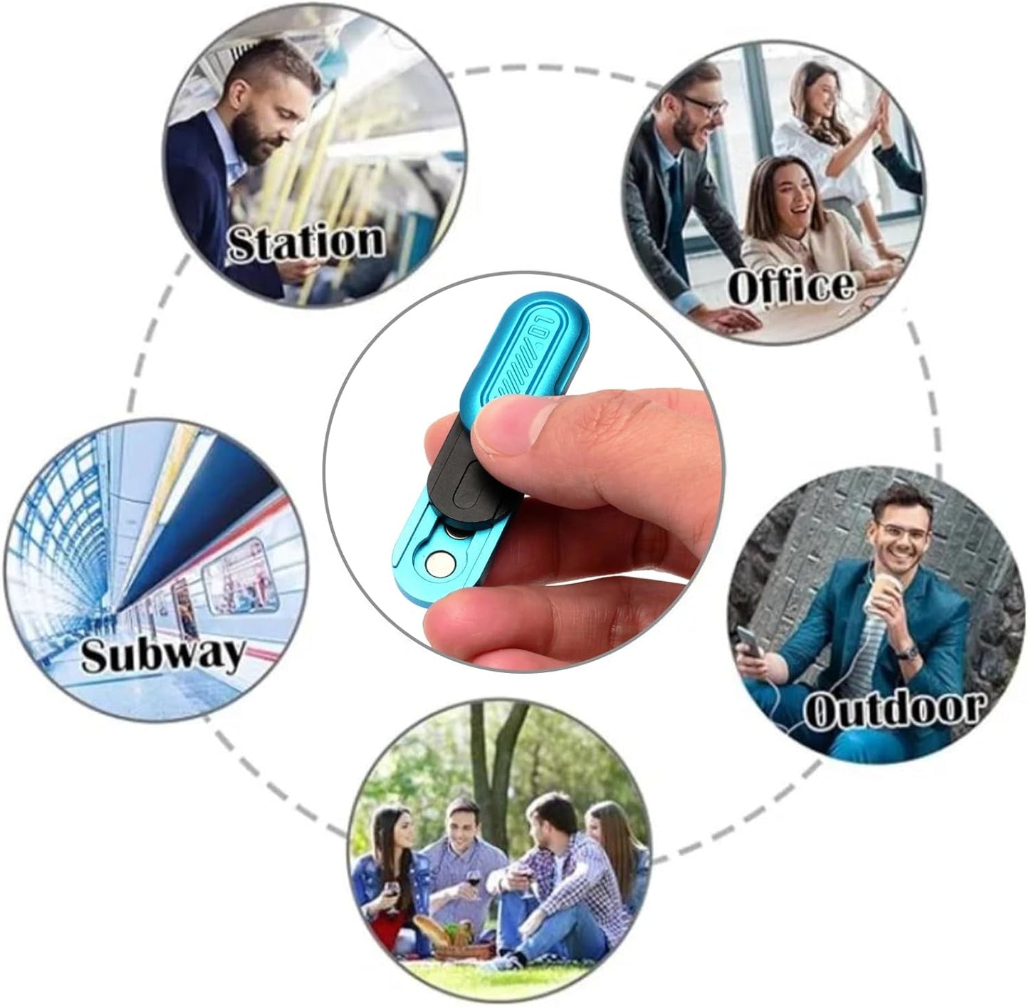 Mini Fidget Slider, Metal Card Fidget Slider Fidget Keychain Fidget Blocks Kit Adult Anxiety Anti Stress (Blue)