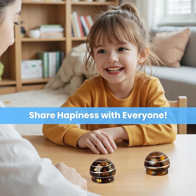 MAGICYOYO Kinetic Desk Toy Ball - Metal Fidget Spinner for Anxiety & ADHD Relief, Optical Illusion Spinning Toys for Adults, Parents - Ideal Gift for Office & Home (1.54'' , Black Golden)