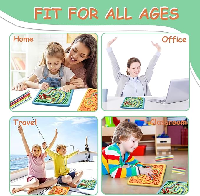 Sensory Activity Board for Kids & Adults: 2Pack Double-Sided Stress Relif Sensory Board Toys with 40 Strings & Storage Bag | Quiet Fidget Board Stocking Stuffers for ADHD & Autism Boys Girls