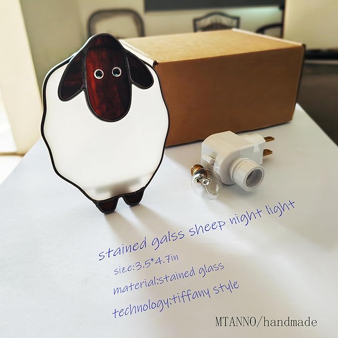 Sheep Stained Glass Night Light Room Lighting lamp House Decoration Wall lamp…
