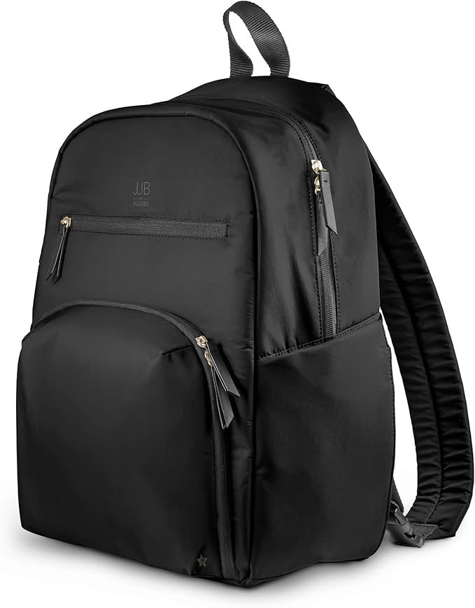 JuJuBe JJB New Deluxe Diaper Bag Backpack with Portable Changing Pad, Stroller Straps, Large Travel Backpack for Boy or Girl, Carrying Baby Bottles, Diapers, Pacifiers, Black, Mother's Day Gift